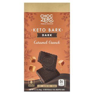 ChocZero, Keto Bark, Dark Chocolate, Caramel Crunch, 8 Mini Bars, 3.2 oz (90 g) купить в Киеве и Украине