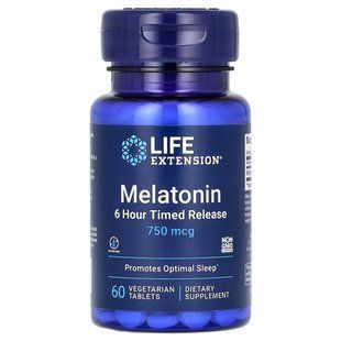 Мелатонин 6-часовой Life Extension (Melatonin 6 Hour Timed Release) 0.75 мг 60 таблеток купить в Киеве и Украине