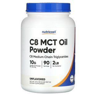 Nutricost, C8 MCT Oil Powder, Unflavored, 2 lb (907 g) купить в Киеве и Украине