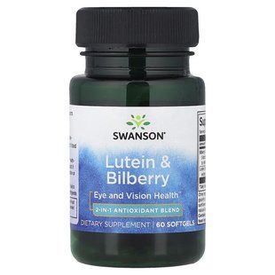 Стандартизированный лютеин и черника, Standardized Lutein & Bilberry, Swanson, 60 капсул купить в Киеве и Украине