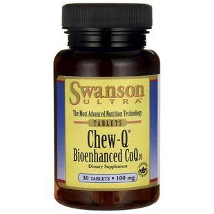 Здоровая робота сердца Коэнзим-Q10, Chew-Q Bioenhanced CoQ10, Swanson, 100 мг, 30 жевательных купить в Киеве и Украине