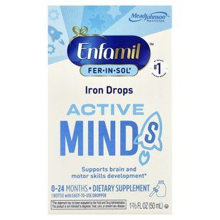 Enfamil, Fer-In-Sol&reg;, Iron Drops, Active Minds, 0-24 Months, 1 2/3 fl oz (50 ml)
