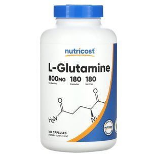 Nutricost, L-глютамін, 800 мг, 180 капсул