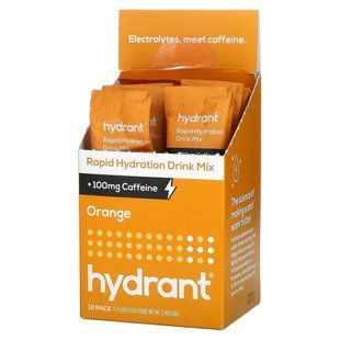 Drink for quick hydration, mixture + 100 mg caffeine, orange, 12 packs, 7.9 g (0.28 ounces) each