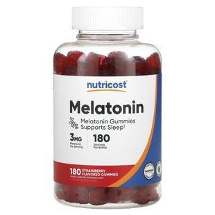 Nutricost, Melatonin Gummies, Strawberry, 3 mg, 180 Gummies купить в Киеве и Украине
