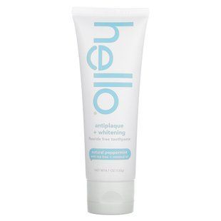 Toothpaste Antiplaque + Whitening without fluoride, natural mint mint, Hello, 133 g