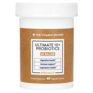 The Vitamin Shoppe, 10+ пробіотиків, 20 млрд КУО, 60 рослинних капсул