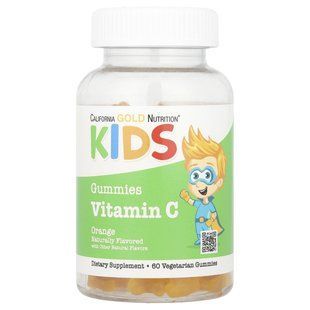 California Gold Nutrition, Vitamin C For Children, No Gelatin, Natural Orange, 60 Vegetarian Gummies купить в Киеве и Украине