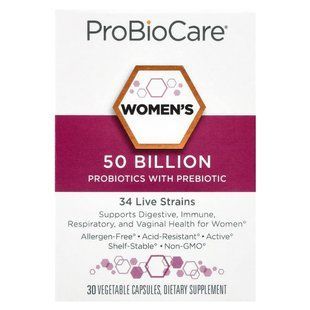 ProBioCare, пробіотики з пребіотиками для жінок, 50 млрд добавок, 30 рослинних капсул