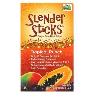 Растворимые пакетики без сахара Now Foods (Slender Sticks) 12 пакетов по 5 г купить в Киеве и Украине