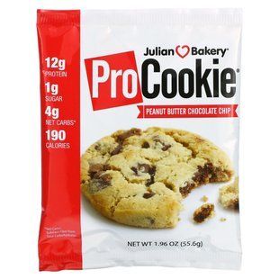 Julian Bakery, Pro Cookie, chocolate chip with peanut butter, 1.96 ounces (55.6 g)