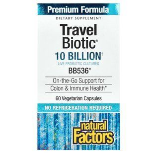 Пробіотик BB536 Natural Factors (TravelBiotic) 10 млрд 60 капсул