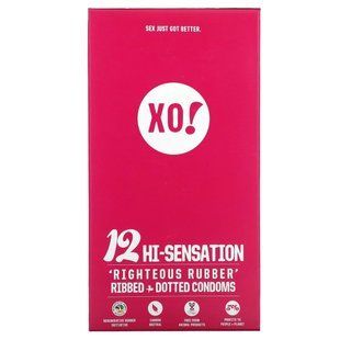 Here We Flo, XO! Righteous Rubber Ribbed + Dotted Condoms, Unscented, 12 Condoms купить в Киеве и Украине