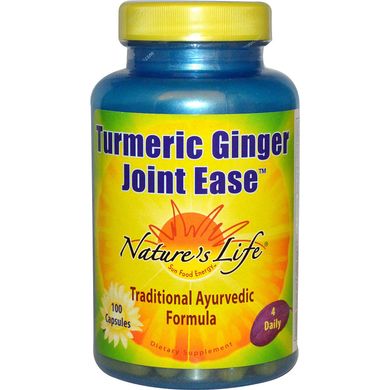 Куркума и имбирь для суставов Nature's Life (Turmeric Ginger Joint Ease) 325 мг/325 мг 100 капсул купить в Киеве и Украине