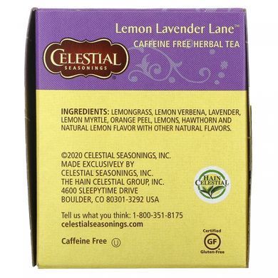 Травяной чай, лимонно-лавандовый путь, без кофеина, Celestial Seasonings, 20 чайных пакетиков, 1,1 унции (31 г) купить в Киеве и Украине
