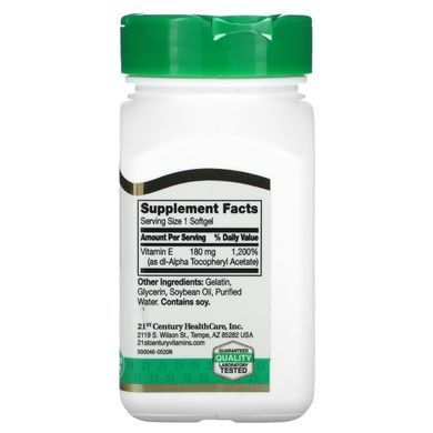 Vitamin E 21st Century 180 mg 400 IU 110 soft tablets