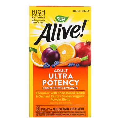 Мультивітаміни Alive! прийом один раз в день Nature's Way (Alive!) 60 таблеток