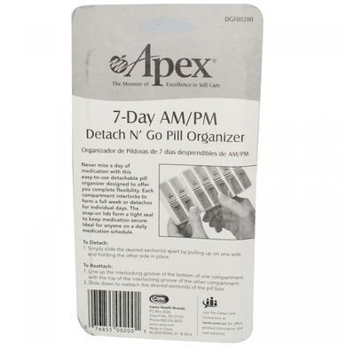 Weekly Detachable Pill Organizer Detach N Go, Apex, 1 pill organizer