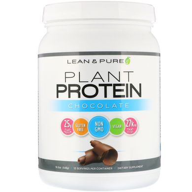 Рослинний білок, шоколад, Plant Protein, Chocolate, Lean,Pure, 548 г