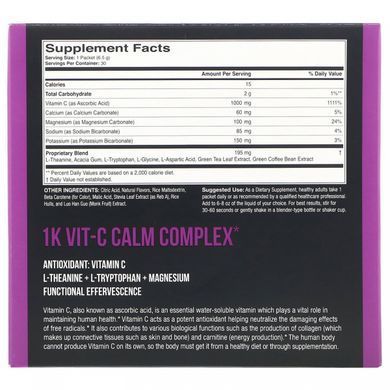 Vitamin C, Calm, Effervescent Drink Mix, Natural Orange Flavor, 1000 mg, 30 packets of 6.5 g (0.23 oz)