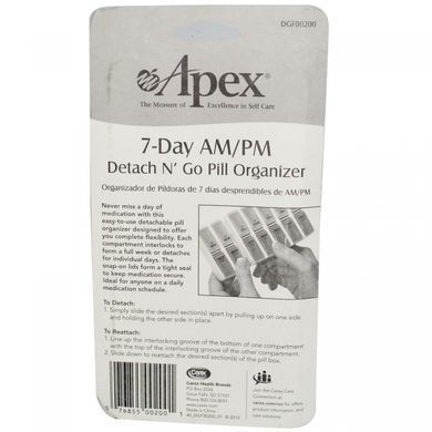 Weekly Detachable Pill Organizer Detach N Go, Apex, 1 pill organizer