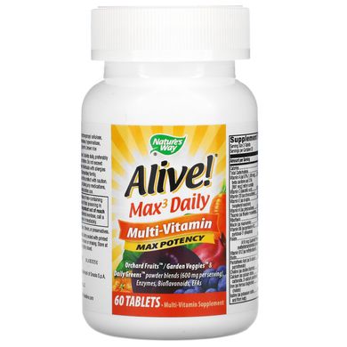 Alive, Max3 щоденний мультивітамін, Nature's Way, 60 таблеток