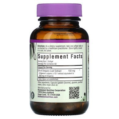 Екстракт з листя орегано Bluebonnet Nutrition (Oil of oregano) 150 мг 60 капсул