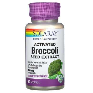 Активований екстракт насіння брокколі, Activated Broccoli Seed Extract, Solaray, 30 рослинних капсул