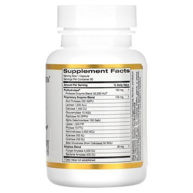 Травні ферменти широкий спектр вегетаріанський продукт без ГМО California Gold Nutrition (Digestive Enzymes Broad Spectrum) 90 вегетаріанських капсул