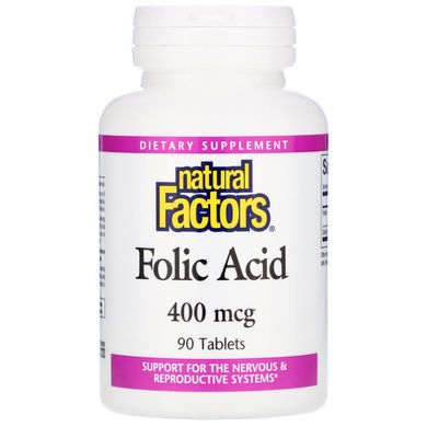 Фолієва кислота Natural Factors (Folic acid) 400 мкг 90 таблеток