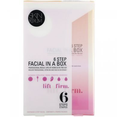 6 кроків для догляду за обличчям, в коробці, ліфт + фірма, 6 Step Facial In A Box, SFGlow, 1 комплект
