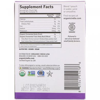 Вітаміни для імунітету, ферментовані адаптогени, Immune Lift, Fermented Adaptogens, Organic India, 15 пакетів по 3 г