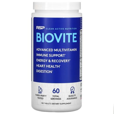 Високий рівень мультивітамінний комплекс Bio Vite, RSP Nutrition, 180 таблеток