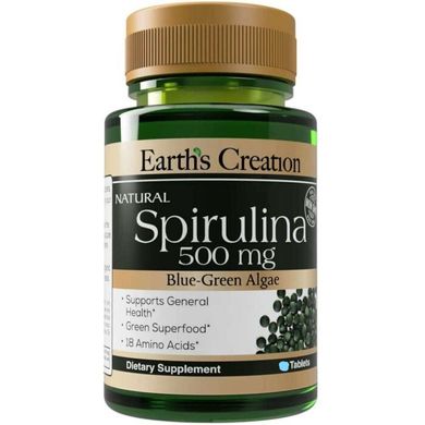 Спіруліна Earth's Creation (Spirulina) 500 мг 60 таблеток