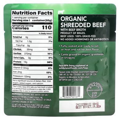 Wild Planet Organic Shredded Beef in Beef Broth 85 g