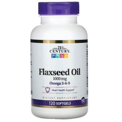 Лляна олія 21st Century (Flaxseed Oil) 1000 мг 120 капсул