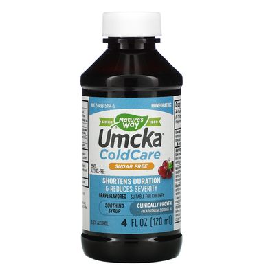 Umcka - лекарство от простуды, успокаивающий сироп, без сахара, виноградный вкус, Nature's Way, 4 унции (120 мл) купить в Киеве и Украине