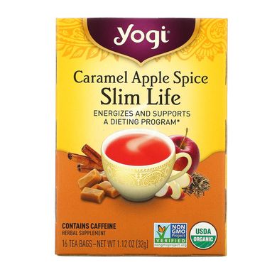 Зеленый чай для похудения Yogi Tea (Slim Life) 16 пакетиков со вкусом яблоко-карамель купить в Киеве и Украине
