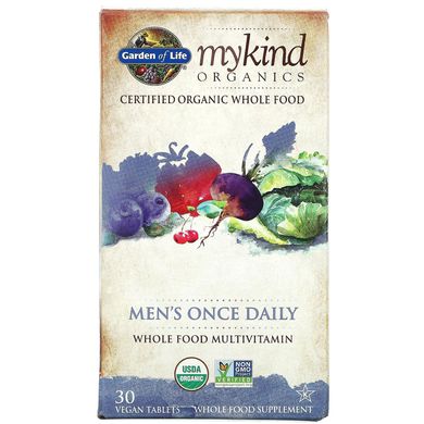 Мультивітаміни для чоловіків щоденно Garden of Life (MyKind Organics Men's Once Daily) 30 веганських таблеток