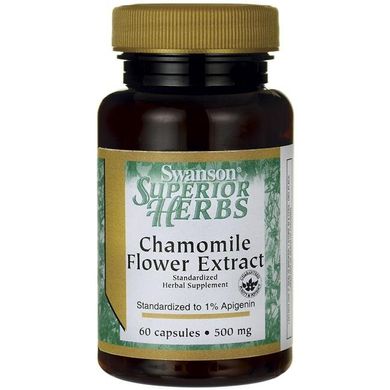 Екстракт ромашки, Chamomile Flower Extract, Swanson, 500 мг, 60 капсул