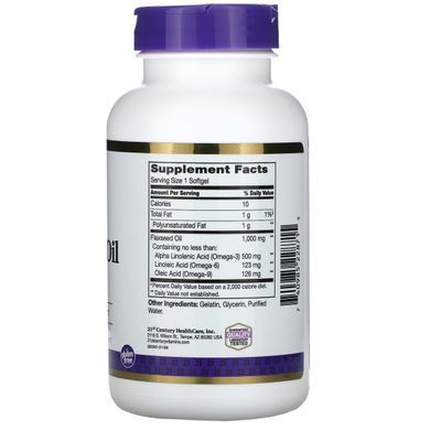Лляна олія 21st Century (Flaxseed Oil) 1000 мг 120 капсул