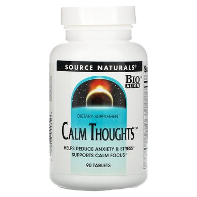 Препарат для зменшення занепокоєння і стресу, Calm Thoughts Formula, Source Naturals, 90 таблеток