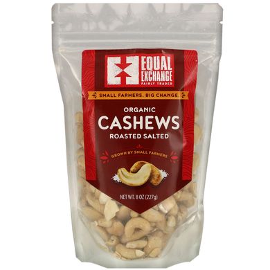 Органічні смажені солоні кешью, Organic Roasted Salted Cashews, Equal Exchange, 227 г