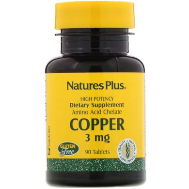 Мідь Nature's Plus (Copper) 3 мг 90 таблеток