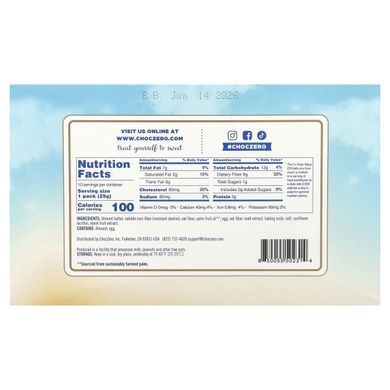 ChocZero, Premium Cookies, Breakfast Biscuits, Toasted Oat, 10 Packs (0.9 oz (25 g) Each