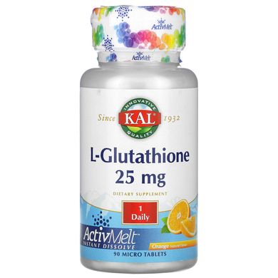 L-глутатіон, апельсин, L-Glutathione ActivMelt Orange, KAL, 25 мг, 90 мікротаблеток