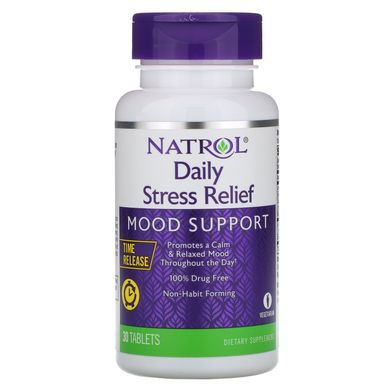Полегшення повсякденного стресу, таблетки пролонгованої дії, Daily Stress Relief, Natrol, 30 таблеток
