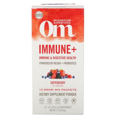 Иммунная поддержка с грибами рейши и пробиотиками Organic Mushroom Nutrition (Immune+ Powered by Reishi) 10 пакетиков по 6.1 г купить в Киеве и Украине