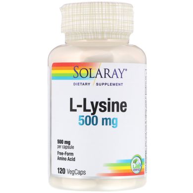 Лизин Solaray (L-Lysine) 500 мг 120 капсул купить в Киеве и Украине