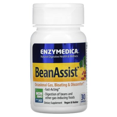Фермент для перетравлення складних вуглеводів, BeanAssist, Enzymedica, 30 капсул